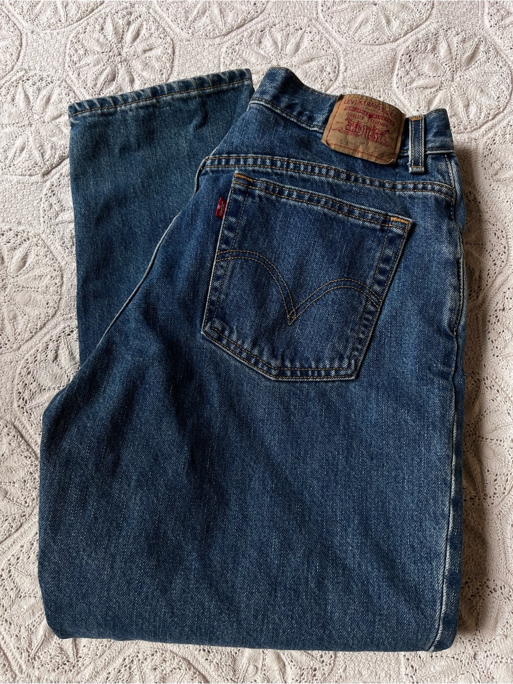 Levi’s 550 women’s jeans classic relaxed 16 short tapered leg blue denim vintage